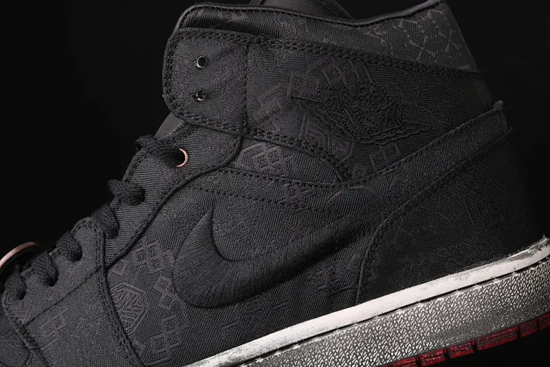 All categories Air Jordan Jordan series basketball shoes Air Jordan 1 Mid CLOT x Air Jordan 1 Mid "Fearless" AJ1 Joe 1 mid-top distressed black silk CU2804-002